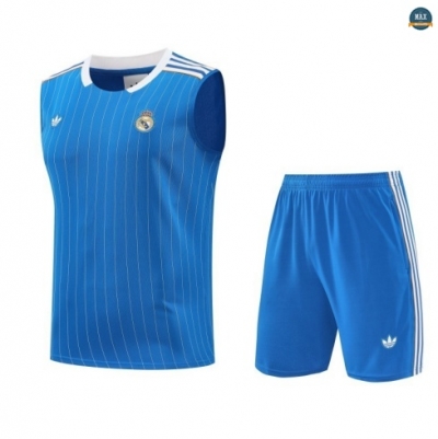 Vente Max Maillot Training Foot Real Madrid Ensemble Short Débardeur 2025/26 bleu ciel/Blanc