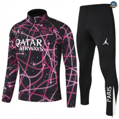 Maxmaillots Survetement Enfant PSG 2025/26 Rose/Noir/Blanc Pas Cher