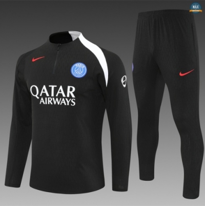 Maxmaillots Survetement PSG 2025/26 Noir/Blanc/Bleu personnalisé