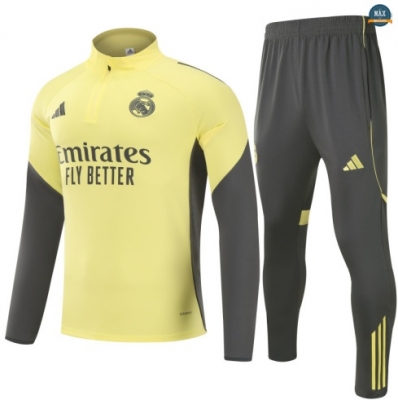Maxmaillots Survetement Real Madrid 2025/26 Jaune/Bleu Marine Pas Chere