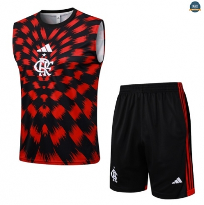 Maxmaillots Training Flamengo Ensemble Short Débardeur 2025/26 Rouge/Noir Pas Cher