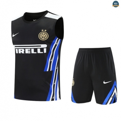Maxmaillots Training Inter Milan Ensemble Short Débardeur 2025/26 Noir/Bleu/Blanc discout