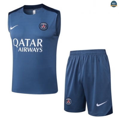 Maxmaillots Training PSG Ensemble Short Débardeur 2025/26 Gris/Noir personnalisé