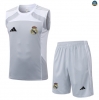 Maxmaillots Training Real Madrid Ensemble Short Débardeur 2025/26 Gris/Blanc Pas Cher