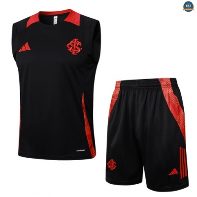 Maxmaillots Training SC Internacional Ensemble Short Débardeur 2025/26 Noir/Rouge Pas Chere
