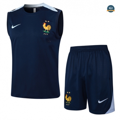 Nouveau Maillot Training France Ensemble Short Debardeur 2024/25 Bleu Marine