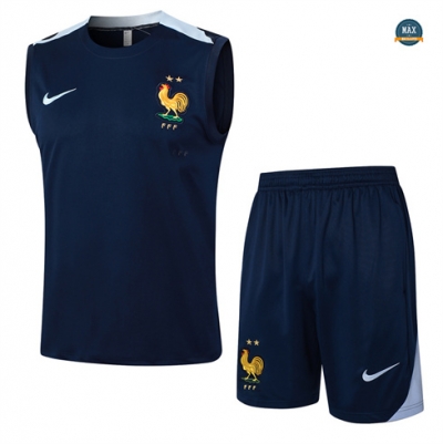 Nouveau Maillot Training France Ensemble Short Debardeur 2024/25 Bleu Marine