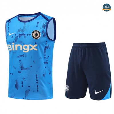 Soldes Max Maillots Training Chelsea Ensemble Short Débardeur 2024/25 Bleu Ciel