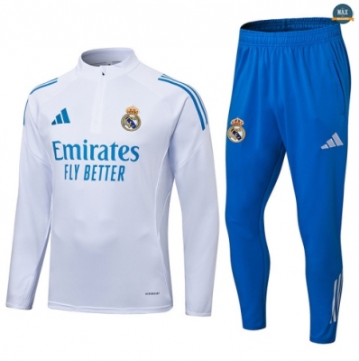 Maxmaillots Survetement Real Madrid 2025/26 Blanc/Bleu Pas chèr
