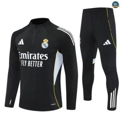 Maxmaillots Survetement Real Madrid 2025/26 Noir/Blanc/Jaune discout
