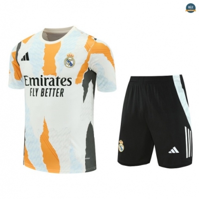 Maxmaillots Training Real Madrid + Short 2025/26 Blanc/Noir/Bleu Clair Pas Chere