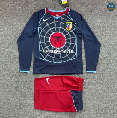 Max Maillots Retro 2004-05 Atletico Madrid Enfant Exterieur Manche Longue