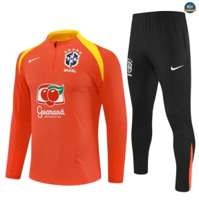 Maxmaillots Survetement Brésil 2025/26 Orange/Noir/Jaune personnalisé