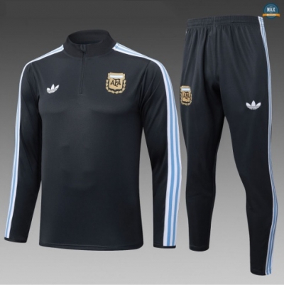 Maxmaillots Survetement Enfant Argentine 2025/26 Gris foncé/Bleu/Blanc Pas Chere