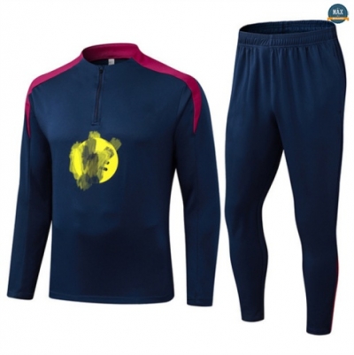 Maxmaillots Survetement Enfant Barcelone 2025/26 Bleu Marine/Rouge Pas Chere