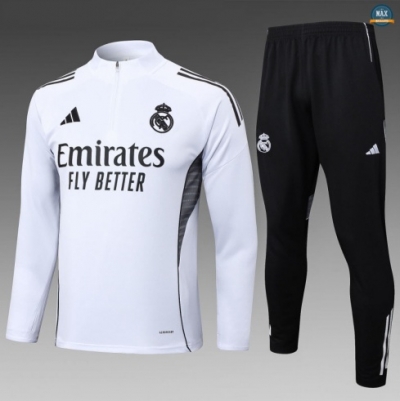 Maxmaillots Survetement Enfant Real Madrid 2025/26 Blanc/Noir Pas chèr