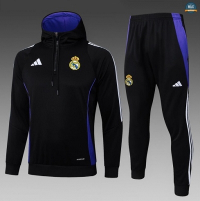 Maxmaillots Sweatshirt à capuche Enfant Real Madrid 2025/26 Noir/Blanc/Violet Pas chèr