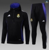 Maxmaillots Sweatshirt à capuche Enfant Real Madrid 2025/26 Noir/Blanc/Violet Pas chèr