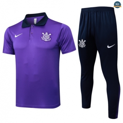 Maxmaillots Training Polo Corinthiens 2025/26 violet/Bleu Marine Pas Cher