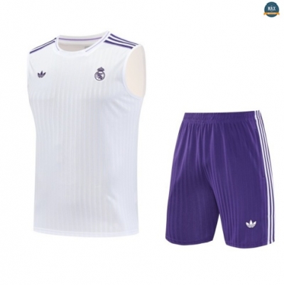 Maxmaillots Training Real Madrid Ensemble Short Débardeur 2025/26 Blanc/Violet Pas chèr