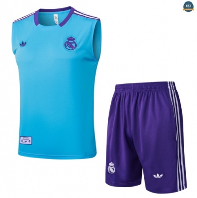 Maxmaillots Training Real Madrid Ensemble Short Débardeur 2025/26 Bleu Clair/Violet/Blanc discout