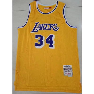 240285 Max Maillots NBA Los Angeles Lakers O'NEAL 34 jaune Taille:50