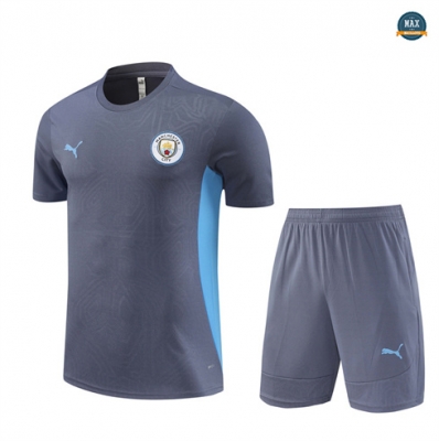 Nouveau Max Maillots Training Manchester City Enfant + Short 2024/25 gris foncé
