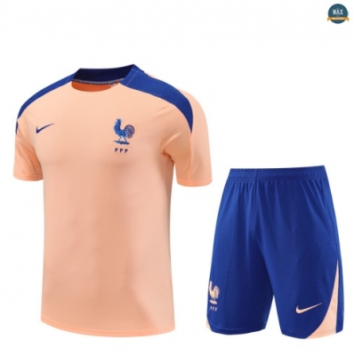 Maxmaillots Training France + Short 2025/26 Rose/Bleu Pas Chere