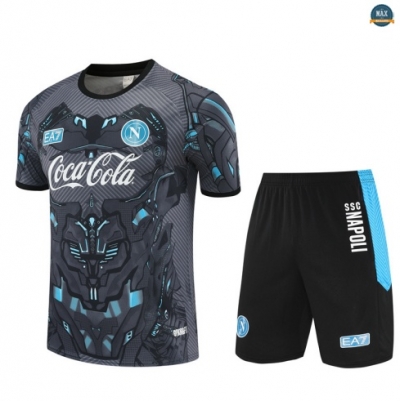 Maxmaillots Training Naples Enfant + Short 2025/26 Gris foncé/Noir personnalisé