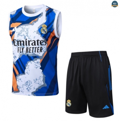 Maxmaillots Training Real Madrid Ensemble Short Débardeur 2025/26 Noir/Bleu personnalisé