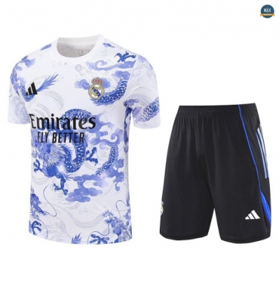 Maxmaillots Training Real Madrid + Short 2025/26 Blanc/Noir/Bleu Pas chèr