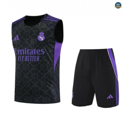 Prix Max Maillot Training Foot Real Madrid Ensemble Short Débardeur 2025/26 Noir/Violet
