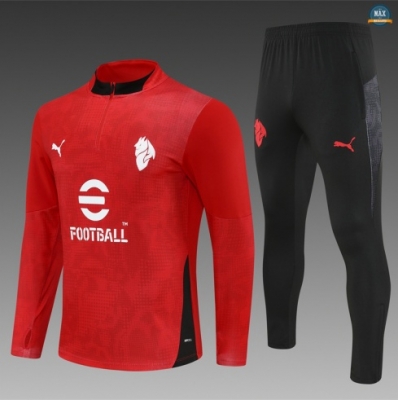 Maxmaillots Survetement Enfant AC Milan 2025/26 Rouge/Noir Online