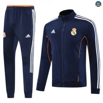 Maxmaillots Veste Survetement Real Madrid 2025/26 Bleu Marine/Blanc/Jaune Pas Chere