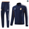 Maxmaillots Veste Survetement Real Madrid 2025/26 Bleu Marine/Blanc/Jaune Pas Chere