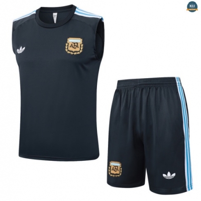 Maxmaillots Training Argentine Ensemble Short Débardeur 2025/26 Gris foncé/Bleu/Blanc Pas Cher