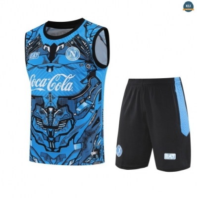 Maxmaillots Training Naples Ensemble Short Débardeur 2025/26 Bleu/Noir Pas Chere