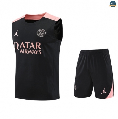 Maxmaillots Training PSG Ensemble Short Débardeur 2025/26 Noir/Rose personnalisé