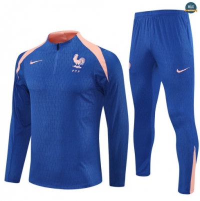 Maxmaillots Survetement Enfant France Enfant 2025/26 Bleu/Rose Pas Chere