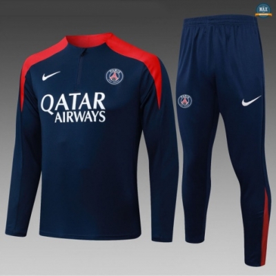 Maxmaillots Survetement Enfant PSG 2025/26 Bleu Marine/Rouge Pas Cher