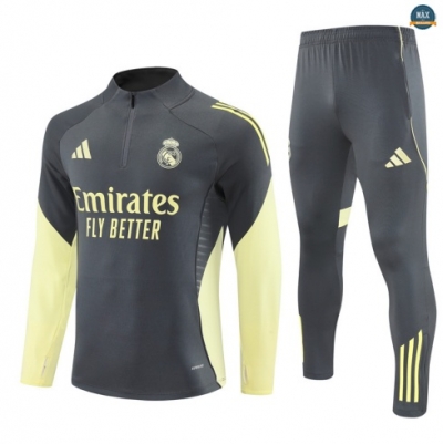 Maxmaillots Survetement Real Madrid 2025/26 Gris foncé/Jaune Pas chèr