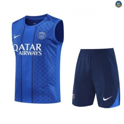 Maxmaillots Training PSG Ensemble Short Débardeur 2025/26 Bleu Pas Chere
