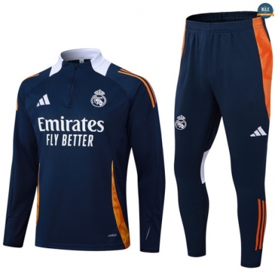 Maxmaillots Survetement Enfant Real Madrid 2025/26 Bleu Marine/Blanc/Orange personnalisé