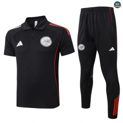 Maxmaillots Training Polo Ajax 2025/26 Noir/Rouge Pas Chere