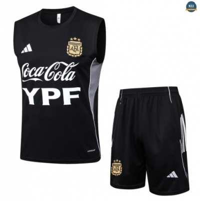 Maxmaillots Training Argentine Ensemble Short Débardeur 2025/26 Noir/Gris personnalisé