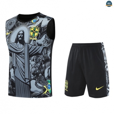 Maxmaillots Training Brésil Ensemble Short Débardeur 2025/26 Gris/Doré discout
