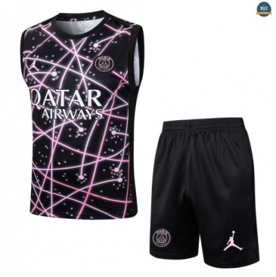 Maxmaillots Training PSG Ensemble Short Débardeur 2025/26 Noir Pas Cher