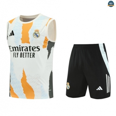 Maxmaillots Training Real Madrid Ensemble Short Débardeur 2025/26 Blanc/Noir/Bleu Clair Online