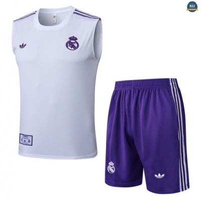 Maxmaillots Training Real Madrid Ensemble Short Débardeur 2025/26 Blanc/Violet Pas Cher