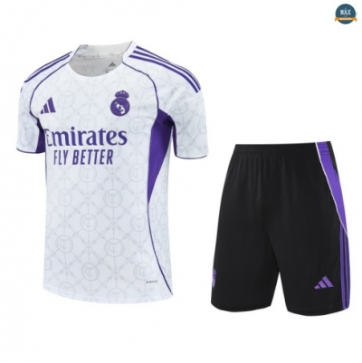 Maxmaillots Training Real Madrid + Short 2025/26 Blanc/Noir/Violet personnalisé
